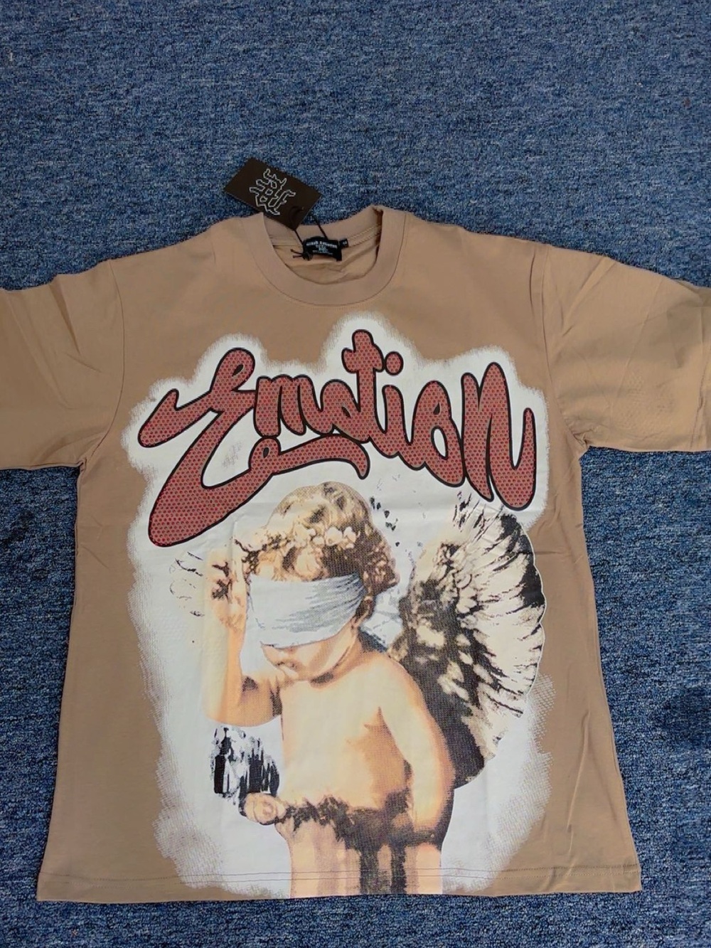 Kids Beige Graphic Angel Print T-Shirt